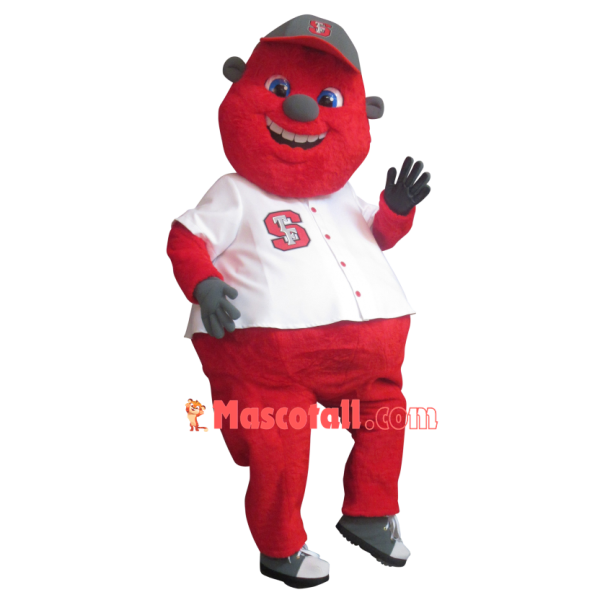Red Plush Doll Mascot Costume For School