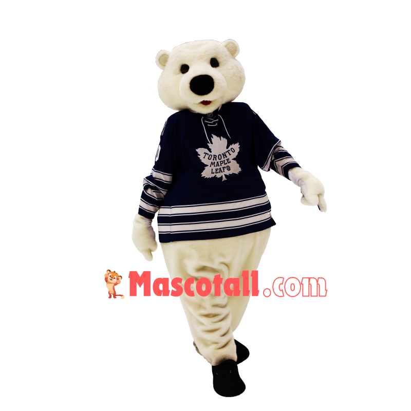 Confident White Bear of Hockey Team Mascot Costume