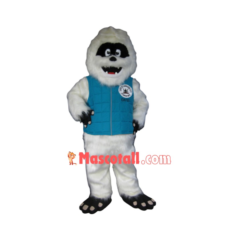 Long-haired Ape Wearing Down Vest Mascot Costume