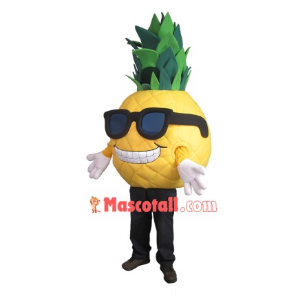 Fancy Cartoon Pineapple With Sunglasses Mascot Costume