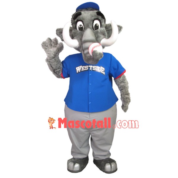 Playing Sport Gray Elephant Mascot Costume
