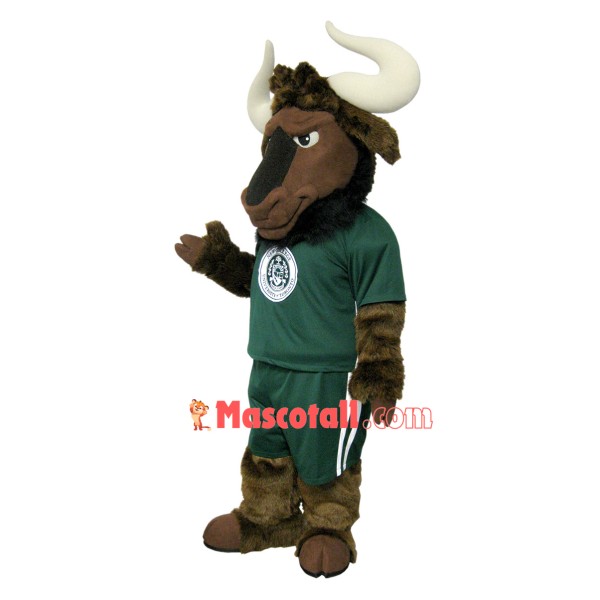 Strong Brown Bull Of The College Mascot Costume