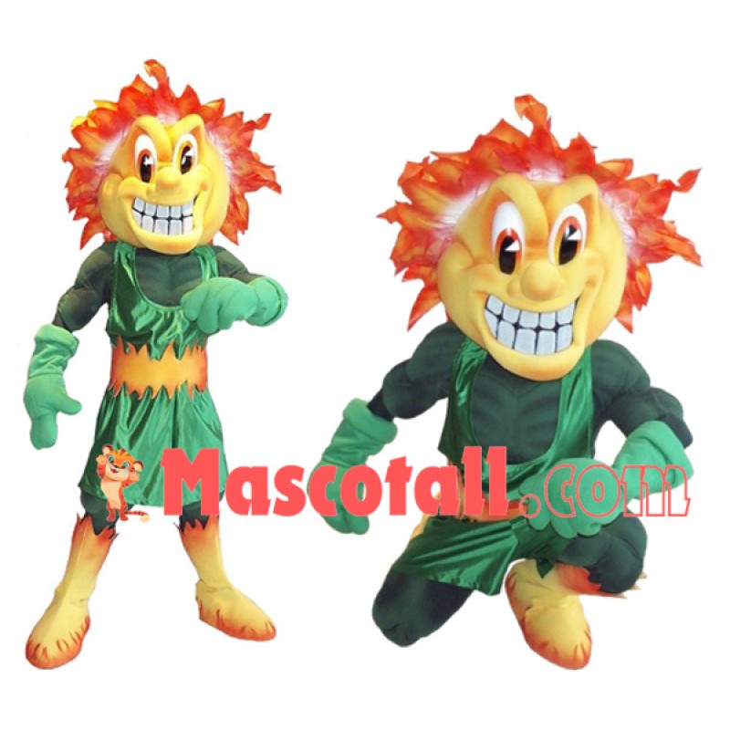 Fierce Flame Doll With Muscle Mascot Costume