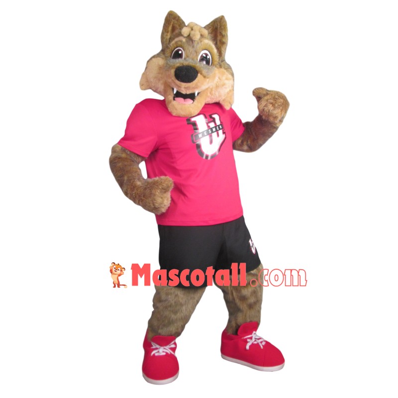 Athlete Brown Wolf Full of Energy Mascot Costume