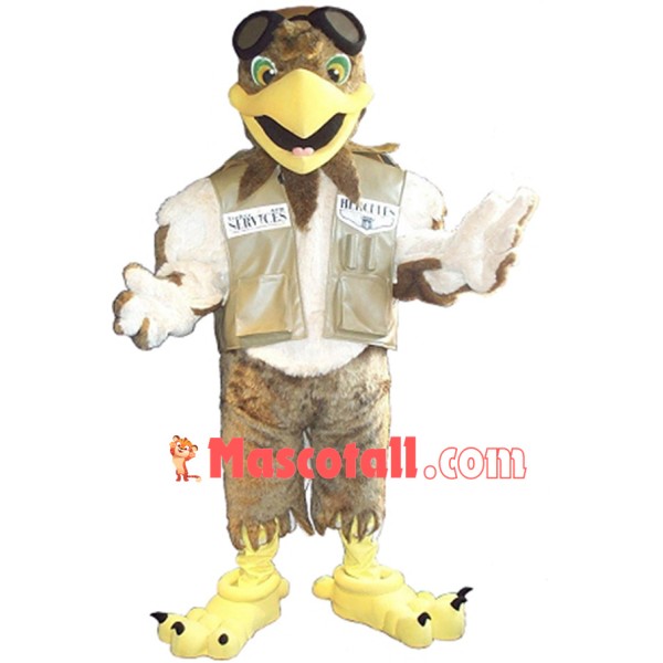 Pilot Eagle With Bulletproof Vest Mascot Costume