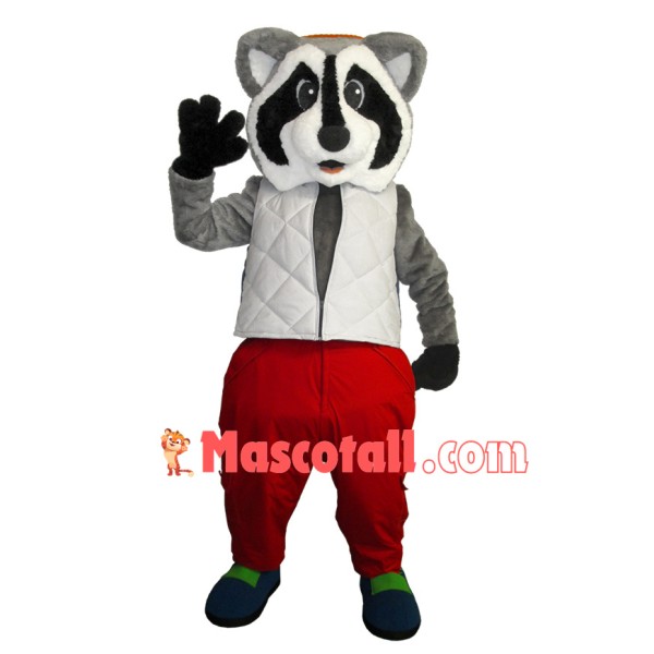 Raccoon In The Warm Vest Mascot Costume