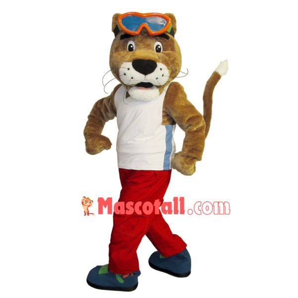 Diving Tiger Wearing Goggles Mascot Costume