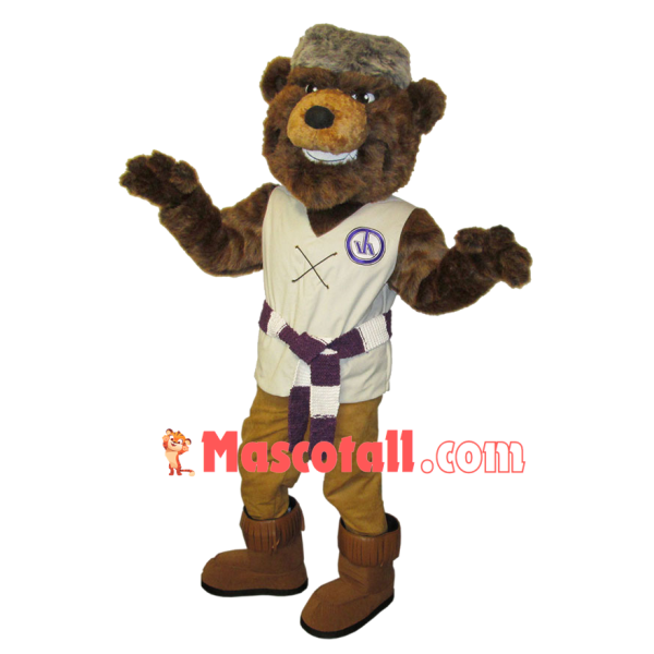 Fiercely Power Wild Bear Mascot Long Wool Costume