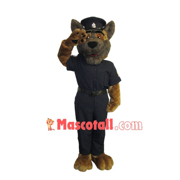 Saluting Handsome Police Dog Mascot Costume