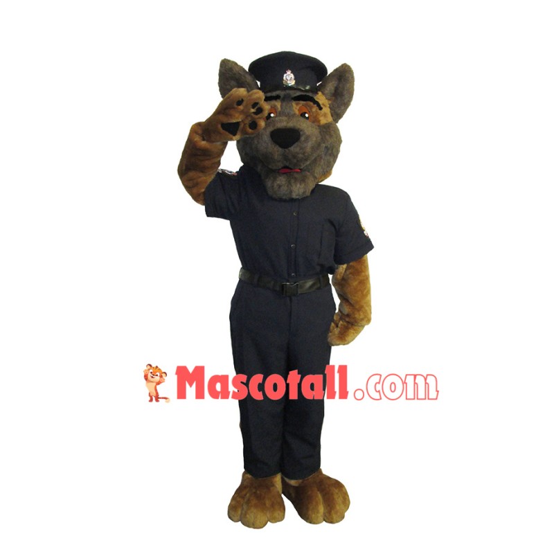 Saluting Handsome Police Dog Mascot Costume