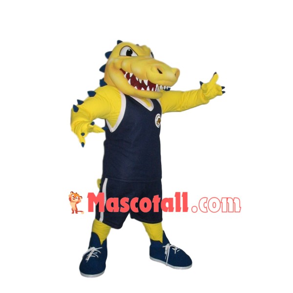Sport Spiky Yellow Crocodile Mascot Costume