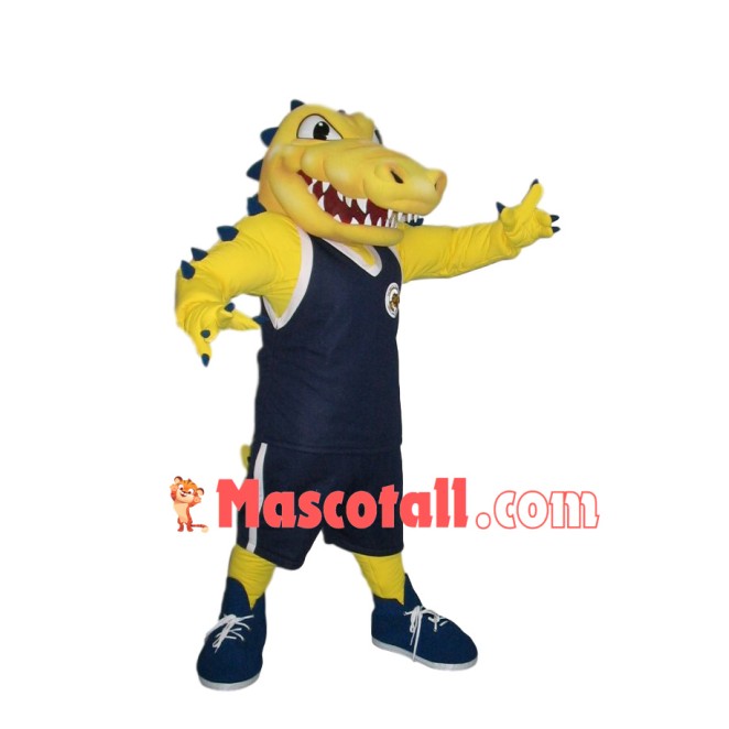 Sport Spiky Yellow Crocodile Mascot Costume