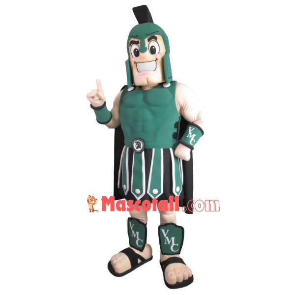 Power Green Warrior With Muscle Mascot Costume