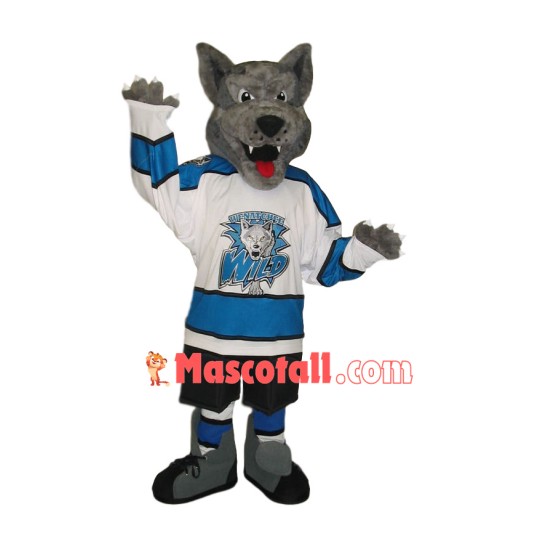 Fierce Sport Wolf In Long-sleeved Shirt Mascot Costume