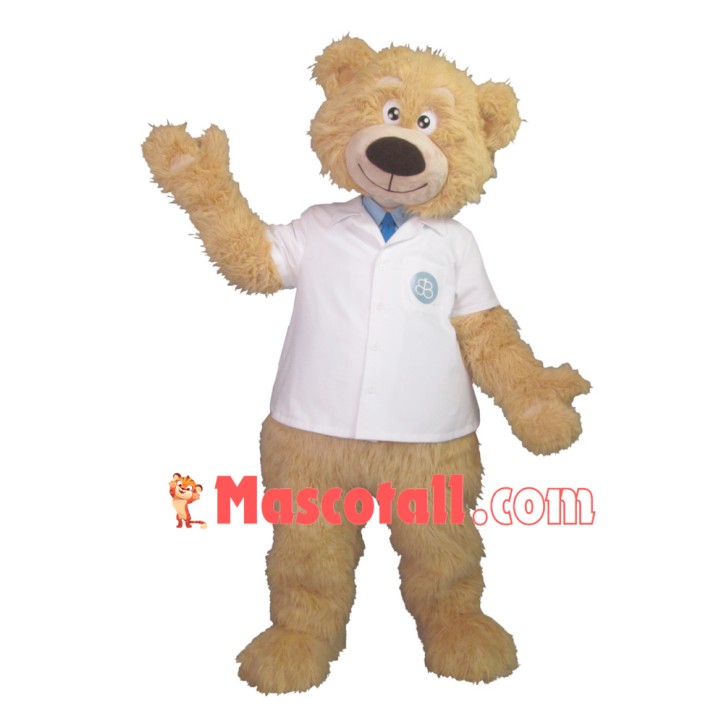Academic Expert Khaki Bear Mascot Furry Costume