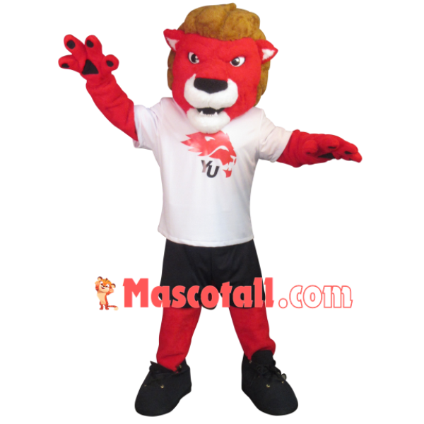 The Majestic College Red Lion Mascot Costume