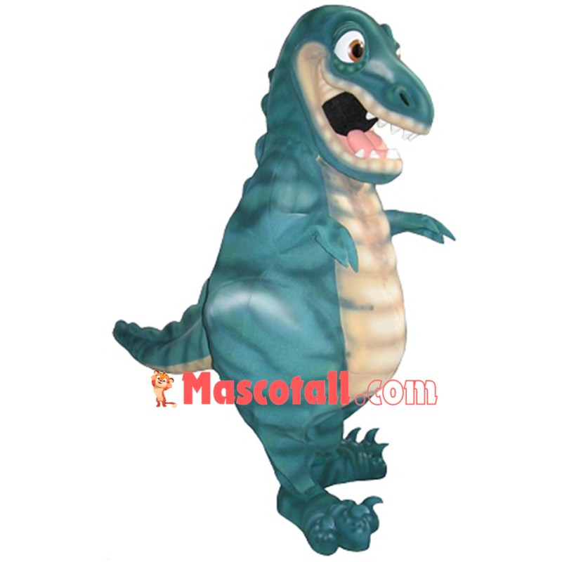 Scared Green Dinosaur Mascot Adult Costume