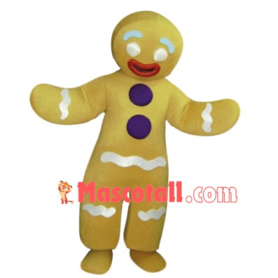Yellow Christmas Gingerbread Man Mascot Costume