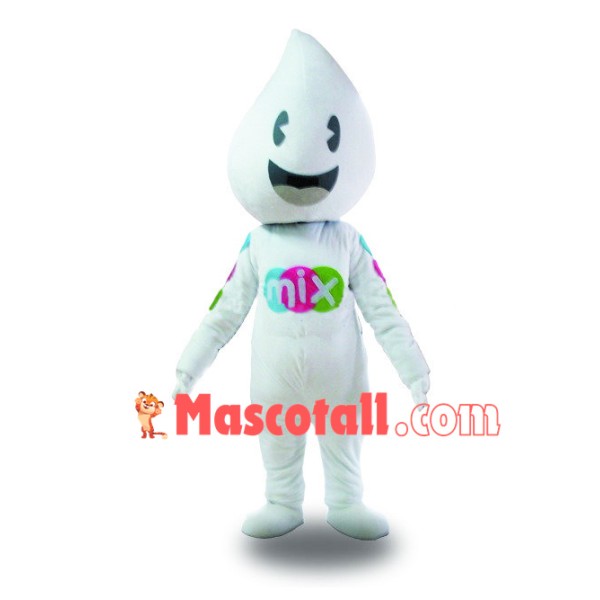 Circular White Water Drop Mascot Costume