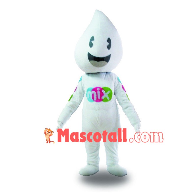 Circular White Water Drop Mascot Costume