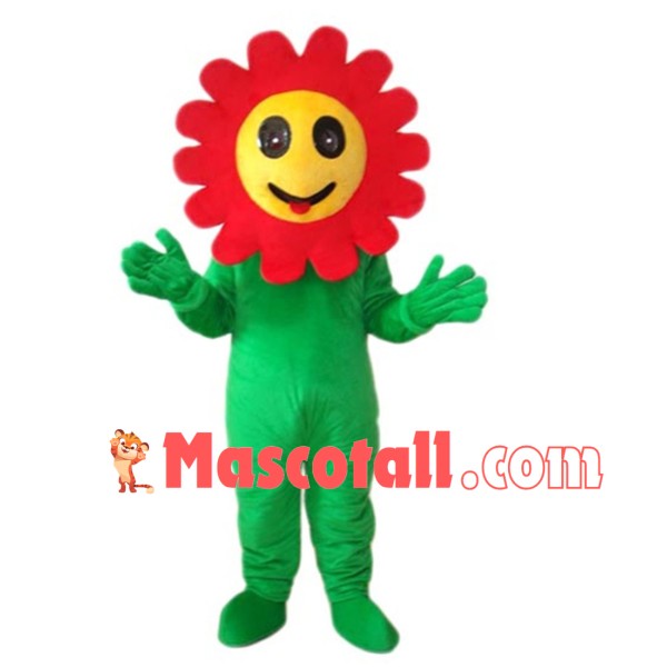Funny Red Smiling Sunflower Mascot Costume
