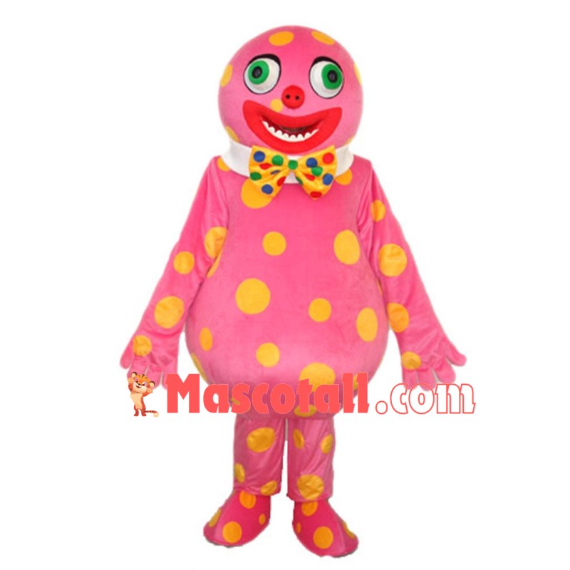 Entertaining Pink Spotted Clown Mascot Costume