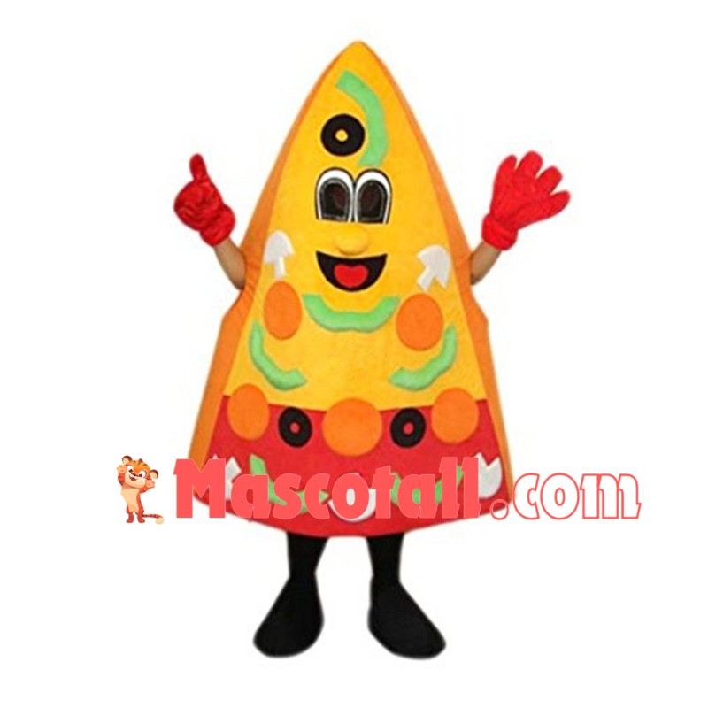 Piece of Vegetable Cheese Pizza Mascot Costume