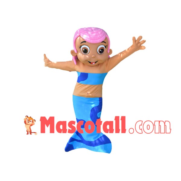 Dreamy Pink Haired Mermaid Princess Mascot Costume