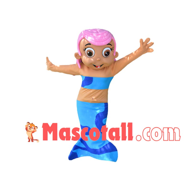 Dreamy Pink Haired Mermaid Princess Mascot Costume