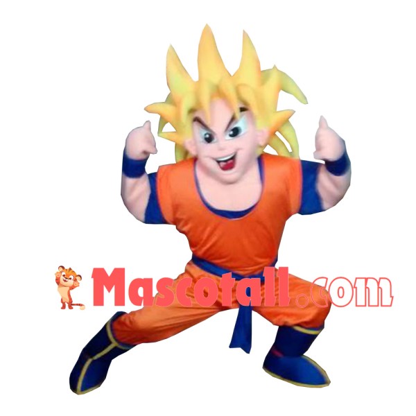 Power Blond Son Goku Cartoon Mascot Costume