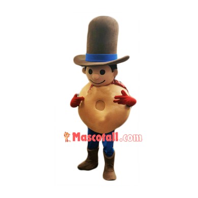 Bread Man With Top Hat Mascot Costume