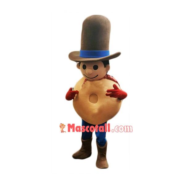 Bread Man With Top Hat Mascot Costume