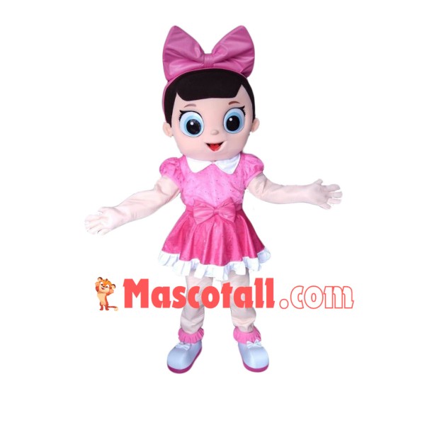 Little Girl With Big Bow Hair Band Mascot Costume