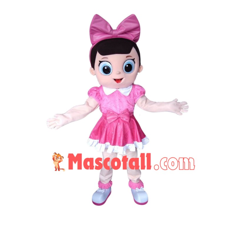 Little Girl With Big Bow Hair Band Mascot Costume