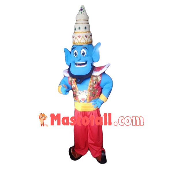 Aladdin Djinn Wearing Pagoda Hat Mascot Costume