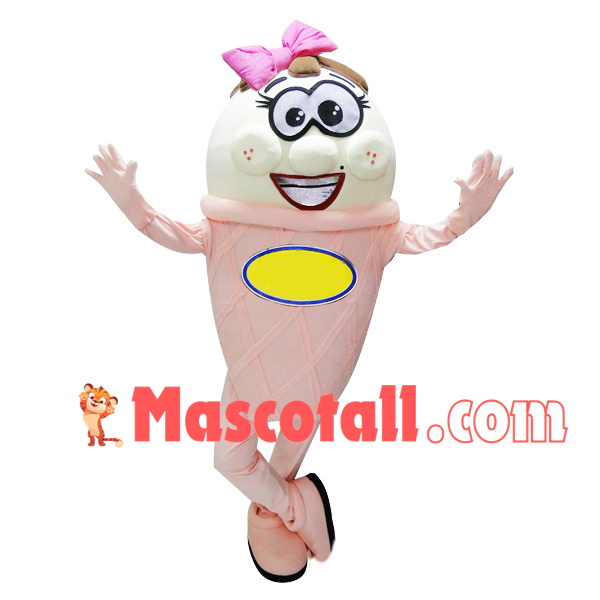 Lovable Strawberry Ice Cream Cone Mascot Costume