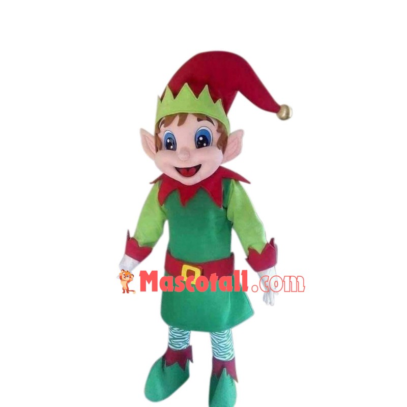 Smiling Christmas Elf Mascot Costume
