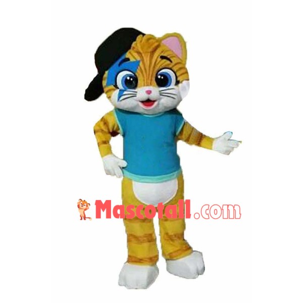 Thunder Cat Wearing Baseball Cap Mascot Costume