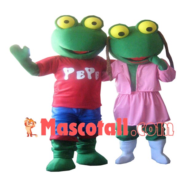 Pair of Pepe Frogs Couple Mascot Costume