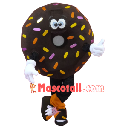 Chocolate Donut Covered With Sugar Granules Mascot Costume