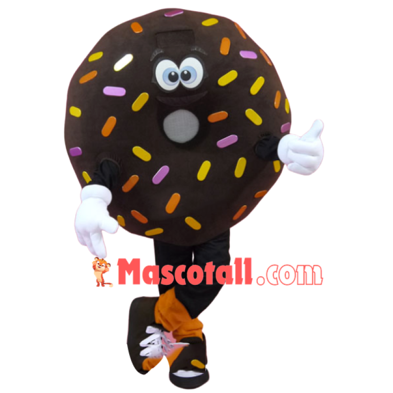 Chocolate Donut Covered With Sugar Granules Mascot Costume