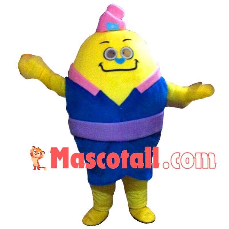 Yellow Cartoon Doctor Egg Mascot Costume