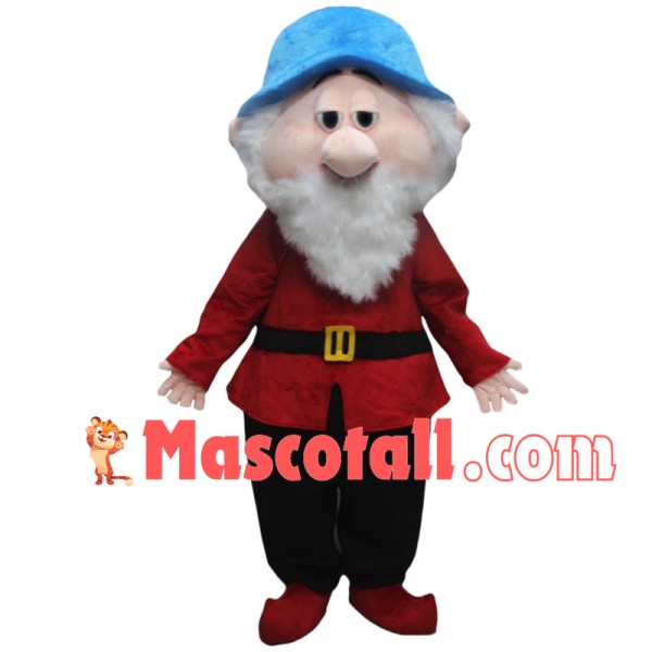 Wise Dwarf With Red Outfit Mascot Costume