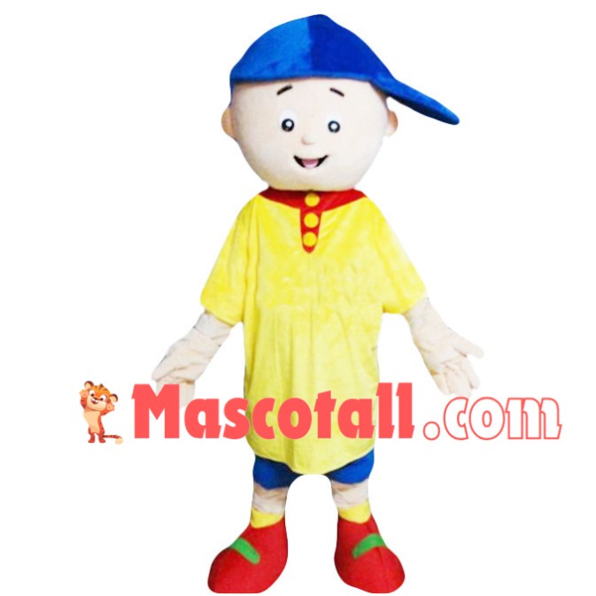 Little Boy Mascot Costume In The Yellow Shirt