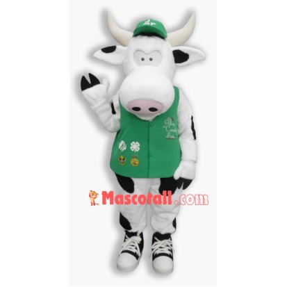 Enthusiastic Volunteer Cow Mascot Costume