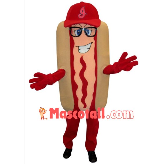 Cartoon Hot Dog With Salad Dressing Mascot Costume