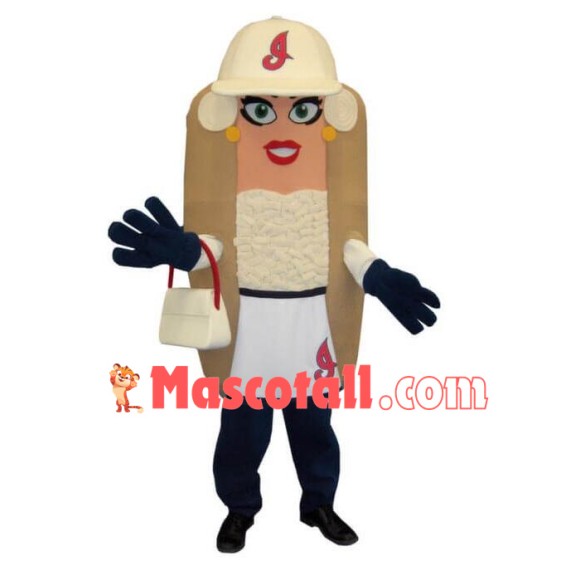 Cartoon Lady-shaped Cheese Hot Dog Mascot Costume