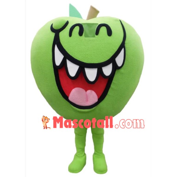 Interesting Cartoon Apple With Big Smile Mascot Costume