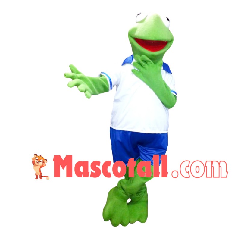 Pleased Adult Frog In The Polo Shirt Mascot Costume