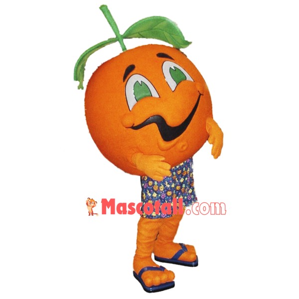Crooked Mouth Orange With Leaves Mascot Costume
